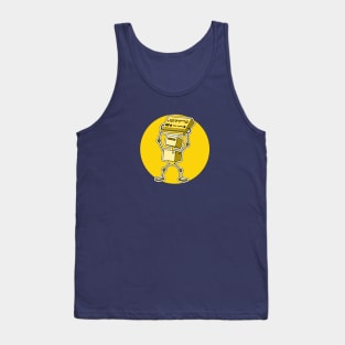 Robot Holding Drum Machine Yellow Tint Tank Top